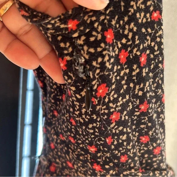 Free People Mini Dress XS Brown Floral Cowgirl Festival Flowy - Picture 9 of 9